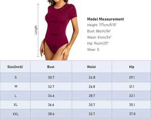 Vista 4 de DouBCQ Womens Short Sleeve One Piece Tops Deep V Neck Bodysuit Jumpsuit