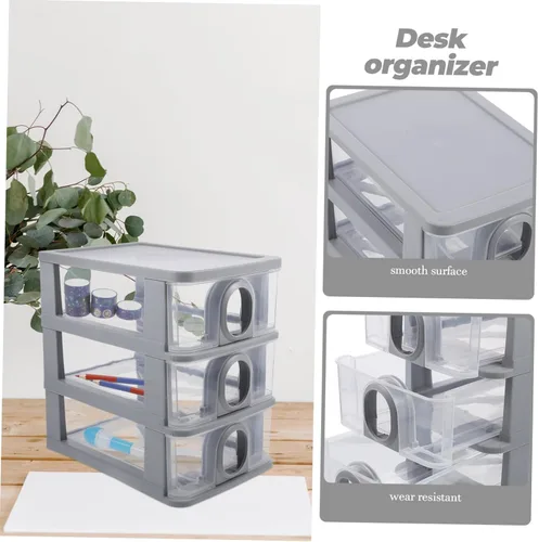 Vista 5 de PRETYZOOM Organizador de escritorio Caja de almacenamiento para suministros de oficina, maquillaje, cosméticos, diseño elegante para organización