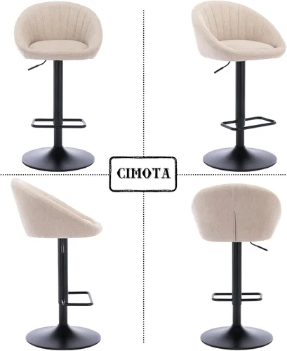Vista 6 de CIMOTA Juego de 2 taburetes de bar ajustables giratorios modernos, sillas de bar con respaldo para comedor, isla de cocina, bar en casa, altura