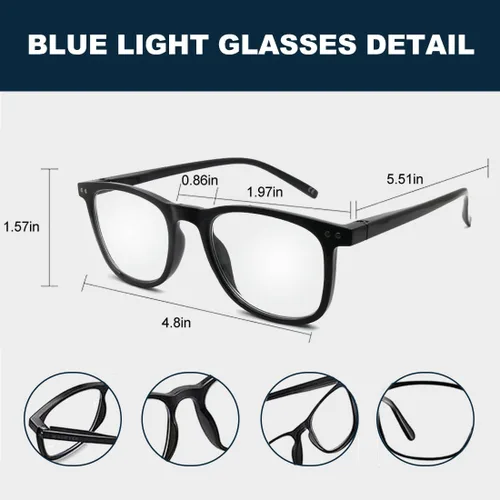 Vista 6 de AOSM Lentes de luz azul para hombres y mujeres, gafas de juego antirreflejos, protección UV400, bloqueo de luz azul para aliviar la fatiga ocular