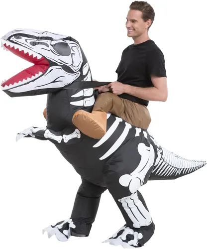 Vista 8 de HSCTEK Disfraz inflable de dinosaurio esqueleto para adultos