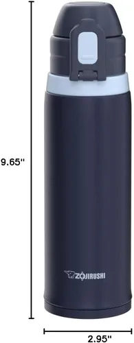 Vista 5 de Zojirushi Botella de agua potable directa, tipo deportivo, acero inoxidable, botella con popote, 0.52L, azul marino