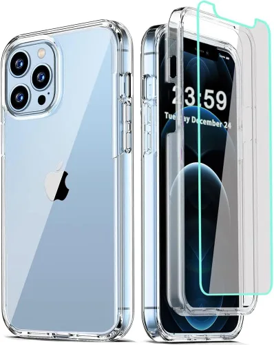 Vista 52 de COOLQO Funda magnética para iPhone 12, doble capa mate resistente a los arañazos, color negro