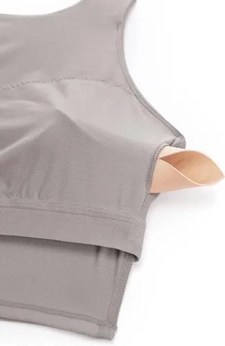 Vista 5 de CRZ YOGA Sujetador deportivo de cuello redondo alto para mujer, brasier de yoga con relleno y espalda cruzada camiseta corta sin mangas con brasier