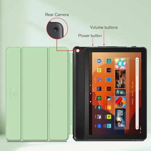 Vista 8 de Fintie Funda delgada para tableta Fire HD 10 (13ª generación, versión 2023) – Funda rígida de triple pliegue ligera con función de encendido