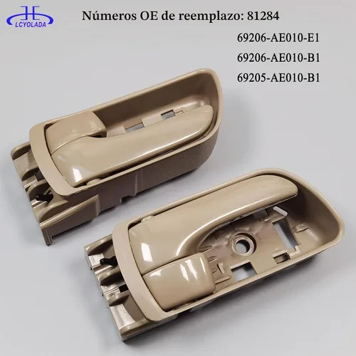 Vista 5 de 2 piezas de manijas interiores para puertas para Toyota Sienna 2004-2010, delantera izquierda y derecha, reemplaza 69206-AE010-E1, 69205-AE010, beige