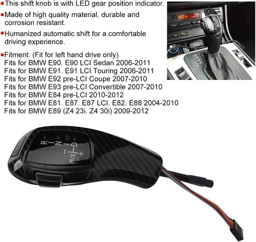 Vista 2 de Qii lu Kit de actualización de la perilla de la palanca de cambios para E90 – Cambio de marchas de coche, LHD LED automático Kit de cambio