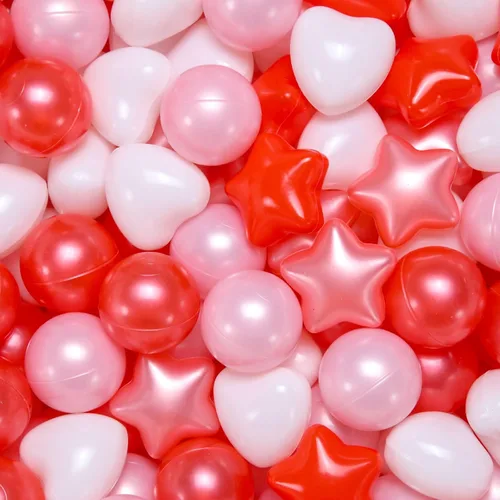 Vista 14 de STARBOLO Pelotas de bolas con forma de corazones de estrella para niños pequeños – 50, 100, 200, 500, bolas de juguete de plástico, formas