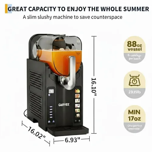 Vista 6 de Garvee Máquina de granizado para el hogar, no necesita hielo, máquina de bebidas congeladas con pantalla LED y 6 programas preestablecidos, función