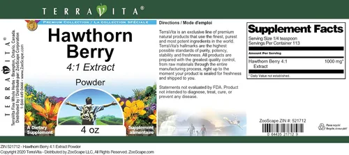 Vista 3 de Hawthorn Berry 4:1 Extracto en polvo (4 oz, ZIN: 521712)