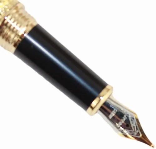 Vista 3 de Gullor Pluma Estilográfica Negro y Plata Antigua Serpiente Patrón 3D (dorado y negro)