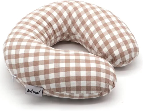 Vista 14 de Almohada de cuello de trigo sarraceno con funda de almohada de doble capa, almohadas ajustables firmes en forma de U, transpirables para un sueño