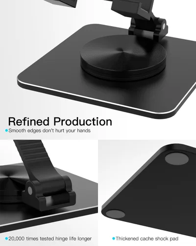 Vista 3 de Soporte para teléfono celular y tableta para escritorio, soporte ajustable de aluminio para iPhone, iPad y teléfonos inteligentes Montura