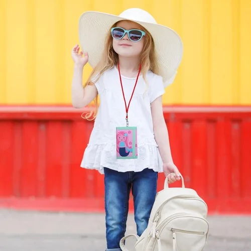 Vista 6 de Carteras infantiles para niñas y niños, billetera de lona triple plegable para exteriores con adhesivo mágico para niños, Sirena