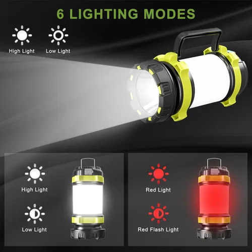 Vista 5 de Linterna de camping recargable, linterna LED AlpsWolf con capacidad de 4000, 6 modos, impermeable IPX4, linternas recargables portátiles para cortes