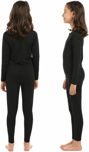 Vista 2 de ViCherub - Conjunto de ropa interior térmica para niñas con forro polar, calzoncillos largos, capa base, parte superior e inferior para invierno
