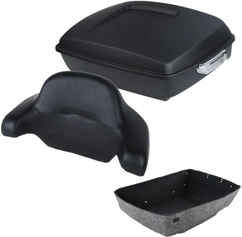 Vista 16 de XFMT Maleta negra mate cortada de 10.7 pulgadas con pestillo para Harley Trunk Touring Road King Street Glide Road Glide Electra Glide 2014-2025