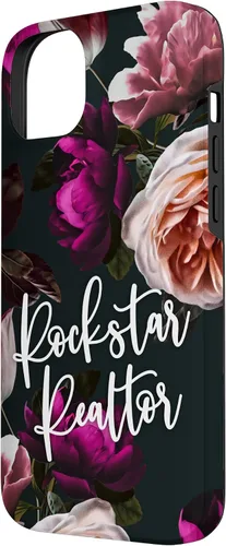 Vista 2 de iPhone 14 Plus Rockstar Realtor - Elegante estuche de regalo floral para agente inmobiliario