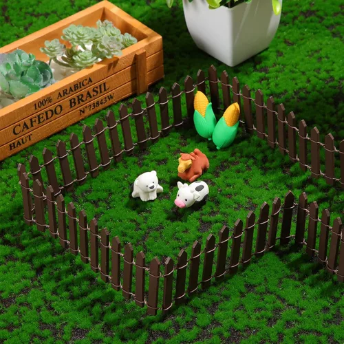 Vista 5 de Kigley 6 piezas de 40 pulgadas de valla de madera en miniatura para jardín de hadas, decoraciones de cerca con piquetes para DIY, maceta, casa
