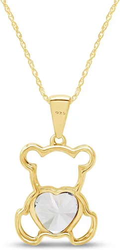 Vista 4 de AFFY Collar con colgante de corazón de amor de oro de 14 quilates sobre plata de ley, regalo para ella