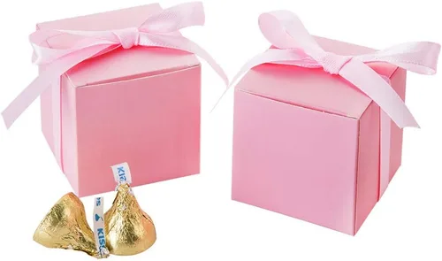 Vista 15 de AWELL Caja de dulces de regalo negra con puntos dorados a granel de 2 x 2 x 2 pulgadas con cinta para recuerdos de fiesta, puntos dorados, paquete