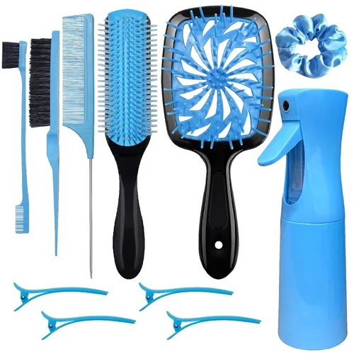 Vista 10 de Set de 11 piezas de cepillo para el cabello, cepillo para desenredar y botella de spray, 3 piezas de cepillo de pelo liso para niños pequeños