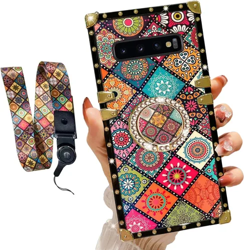 Vista 13 de Funda para Samsung Galaxy S8 Plus con soporte de anillo, patrón de moda, parte trasera de policarbonato duro y TPU suave, cubierta de protección a