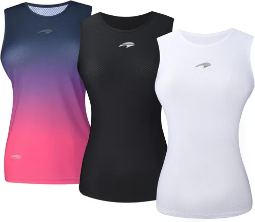 Vista 5 de bpbtti Camiseta sin mangas de secado rápido para mujer, capa base, alta absorción, camiseta interior de ciclismo, chalecos para correr