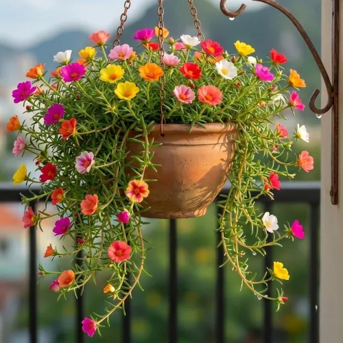 Vista 6 de 4 plantas Portulaca de rosa musgo, 4-8 pulgadas de alto, planta viva