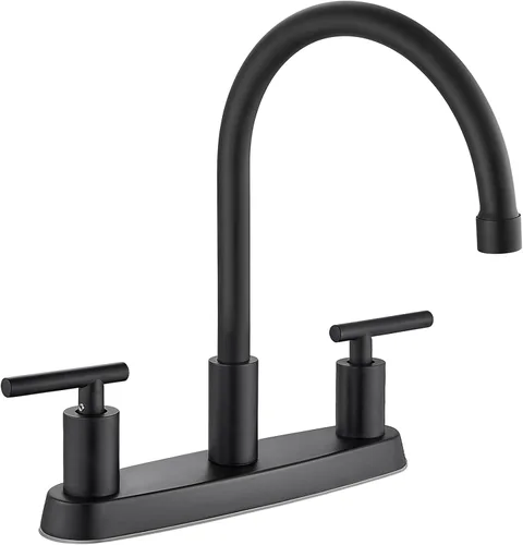 Vista 10 de Grifos de cocina, grifo de fregadero de cocina de arco alto con boquilla giratoria de 360°, 2 manijas, centro de 8 pulgadas, grifo de cocina RV