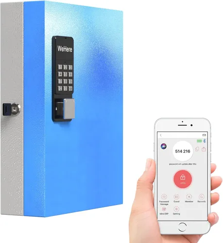 Vista 9 de Caja de bloqueo de 16 llaves de montaje en pared, APP Bluetooth/Contraseña de una sola vez/Control remoto Wi-Fi, gabinete de llaves inteligente