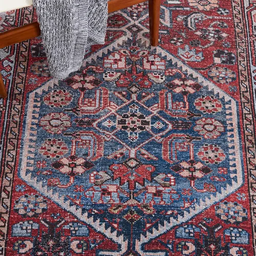 Vista 6 de SAFAVIEH Tucson Collection - Alfombra lavable de 2 pies 6 x 8 pies, resistente al óxido y azul, antideslizante, ideal para zonas de alto tráfico
