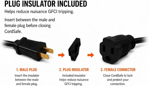 Vista 6 de Plus - Protector de conexión de cable de extensión resistente a la intemperie, se adapta a 18-12 AWG, ayuda a mantener los enchufes seguros
