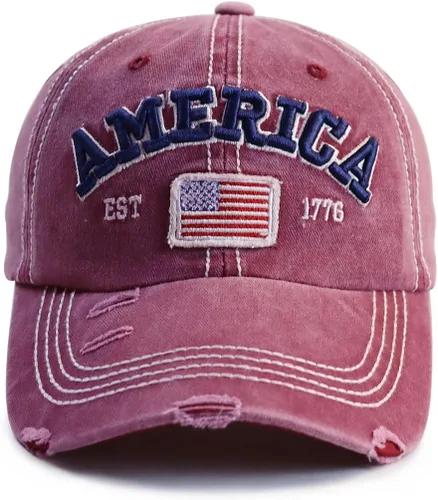 Vista 4 de GzacDeope Gorra de béisbol con bandera estadounidense para hombres y mujeres, divertida gorra de béisbol bordada de algodón ajustable