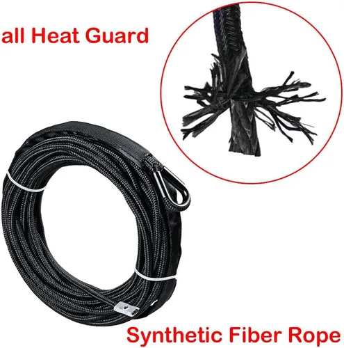 Vista 8 de Astra Depot Cable de cabrestante sintético negro de 50 pies x 1/4 pulgadas, 7000 libras, con protección contra rocas y todo el calor + tapón de goma