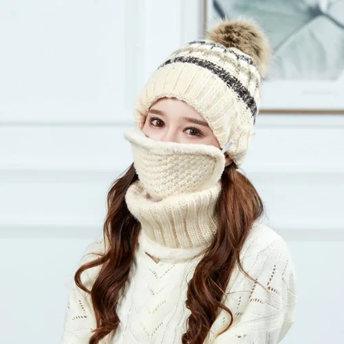 Vista 6 de Winter Hats for Women Fleece Lined Knit Hat and Scarf Set Warm Soft Beanies Hats