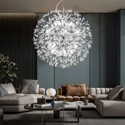 Vista 10 de Candelabros de cristal modernos de 9 luces cromadas de diente de Cromo