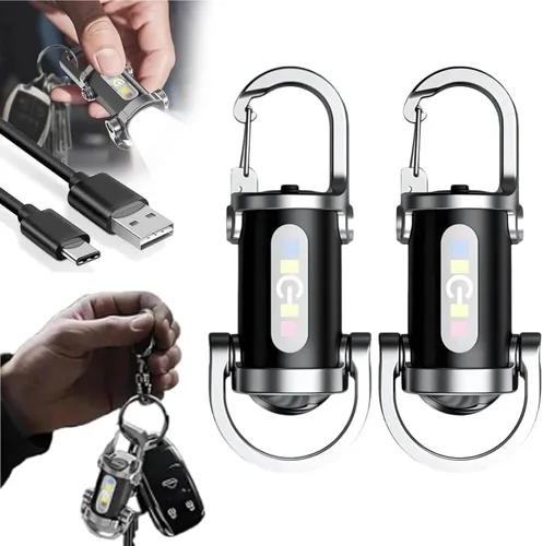 Vista 7 de Mini linterna recargable del bolsillo del llavero, llavero de la antorcha 1pcs