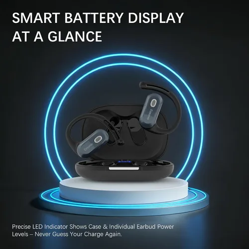 Vista 4 de Essonio Auriculares abiertos inalámbricos Bluetooth 6.0, DT9.0 con sonido direccional con ganchos para las orejas 35H tiempo de reproducción ENC