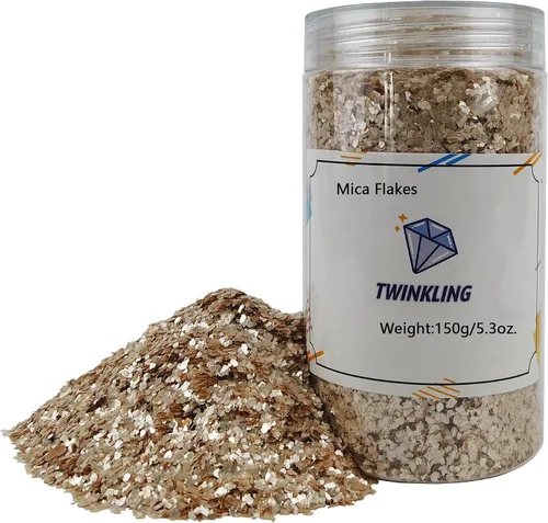 Vista 9 de TWINKLING Copos de mica de color natural, copos dorados, hoja de purpurina de copos de mica para manualidades de resina de bricolaje, arte de uñas