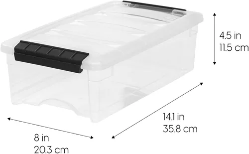 Vista 2 de IRIS USA Contenedores de almacenamiento de plástico apilables de 6 cuartos de galón con tapas, paquete de 3 - Sin BPA, fabricado en EE.UU.