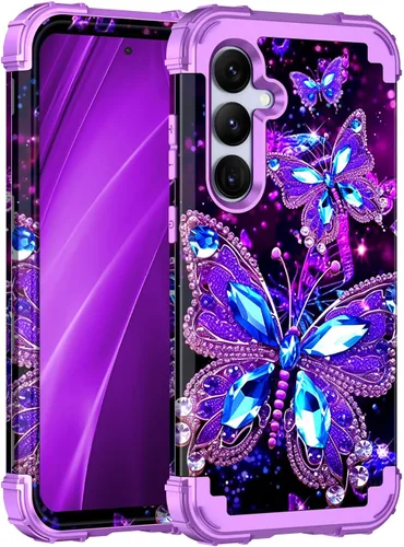 Vista 48 de Miqala Funda para Galaxy S24 5G, brilla en la oscuridad, tres capas, resistente, a prueba de golpes, protección completa, parachoques de plástico
