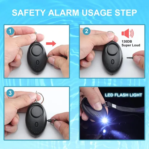 Vista 4 de XGLIAO Juego de llaveros para mujer con alarma, llavero de seguridad 9 en 1, regalo para mujeres y niñas, mamá, hija (negro)