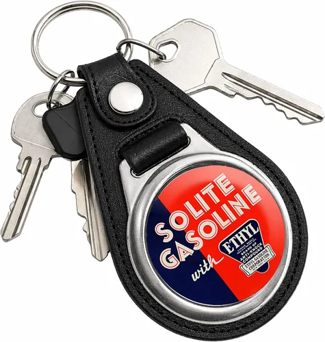 Vista 110 de Brotherhood Round Key Chain for Vintage Motor Oil, Petroleum, and