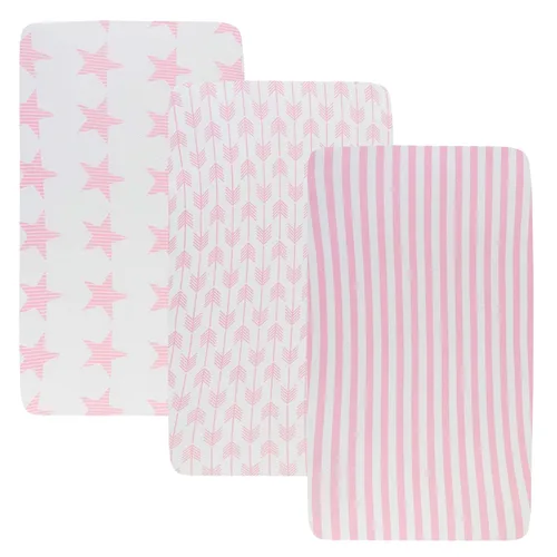 Vista 13 de Onacosht Juego de Sábanas de Moisés de 3 Piezas para Bebé Niño, Sábana Bajera Ajustable de Jersey Punto Suave Elástico Universal para Colchón