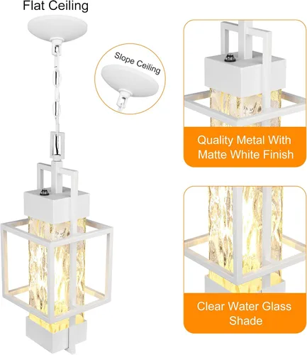 Vista 4 de PARTPHONER Lámpara colgante de 15 pulgadas para exteriores del atardecer al amanecer, lámpara colgante de metal moderno para exteriores, lámpara