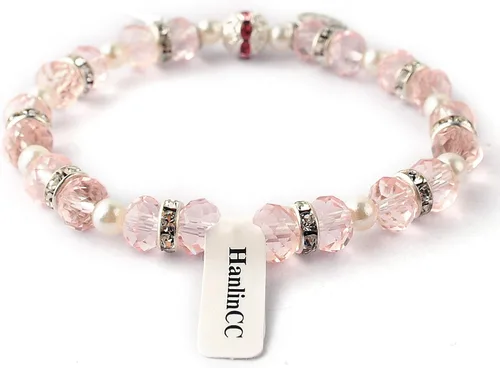 Vista 3 de HanlinCC Pulsera elástica con cuentas para mujer con crucifijo y medalla milagrosa