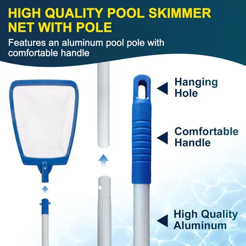 Vista 5 de POOLAZA Red de desnatador para bañera de hidromasaje, malla fina con mango de aluminio extensible de 35 pulgadas, para bañera de hidromasaje