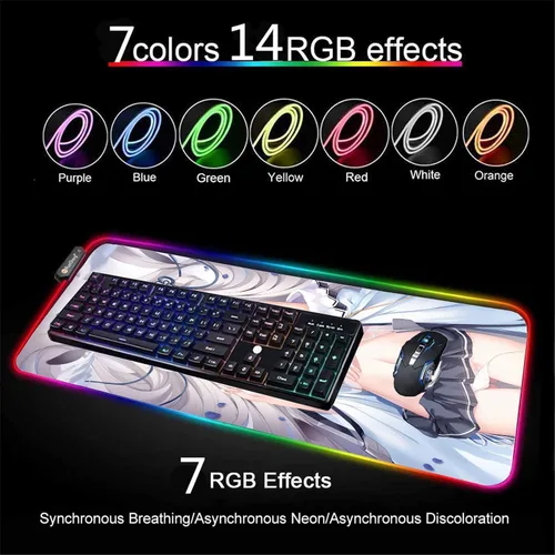 Vista 3 de Mouse Pads Sexy Anime Girl Mouse Pad Gaming Led RGB Deskmat Desk Mat Mousepad Gamer Game Mats Mause Office Pads Pc XXL Desktop 39.37 inch x19.68 inch