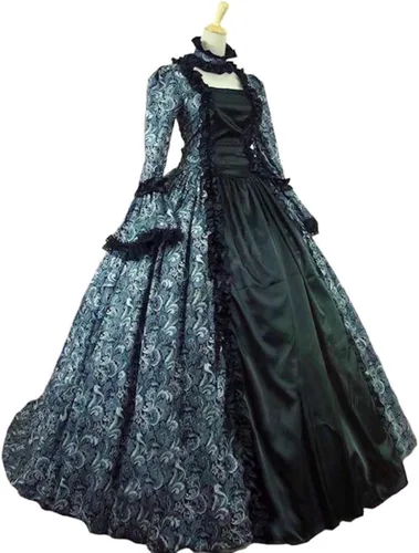 Vista 3 de Vestido de baile rococó para mujer del siglo 18, vestido gótico victoriano, disfraz de mascarada